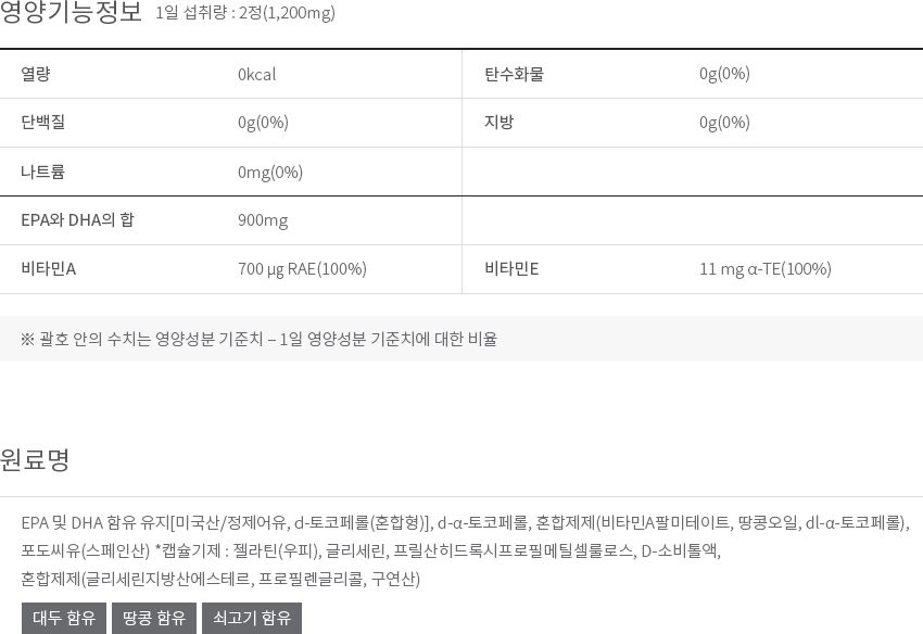 영양 & 기능정보 이미지